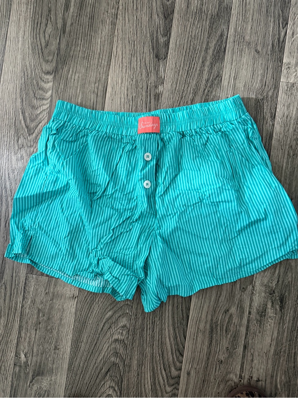 In My Sundays Pajamas 
Turquoise Striped Women's Lounge Shorts